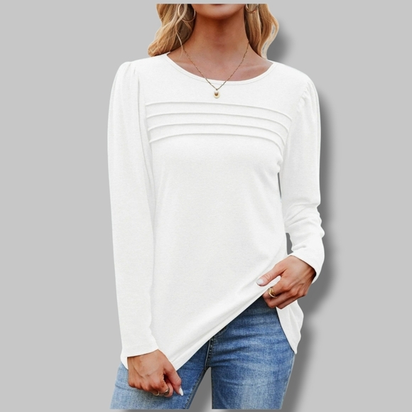 Fantaslook - Large White Long Sleeve Women's Top - Picture 6 of 9